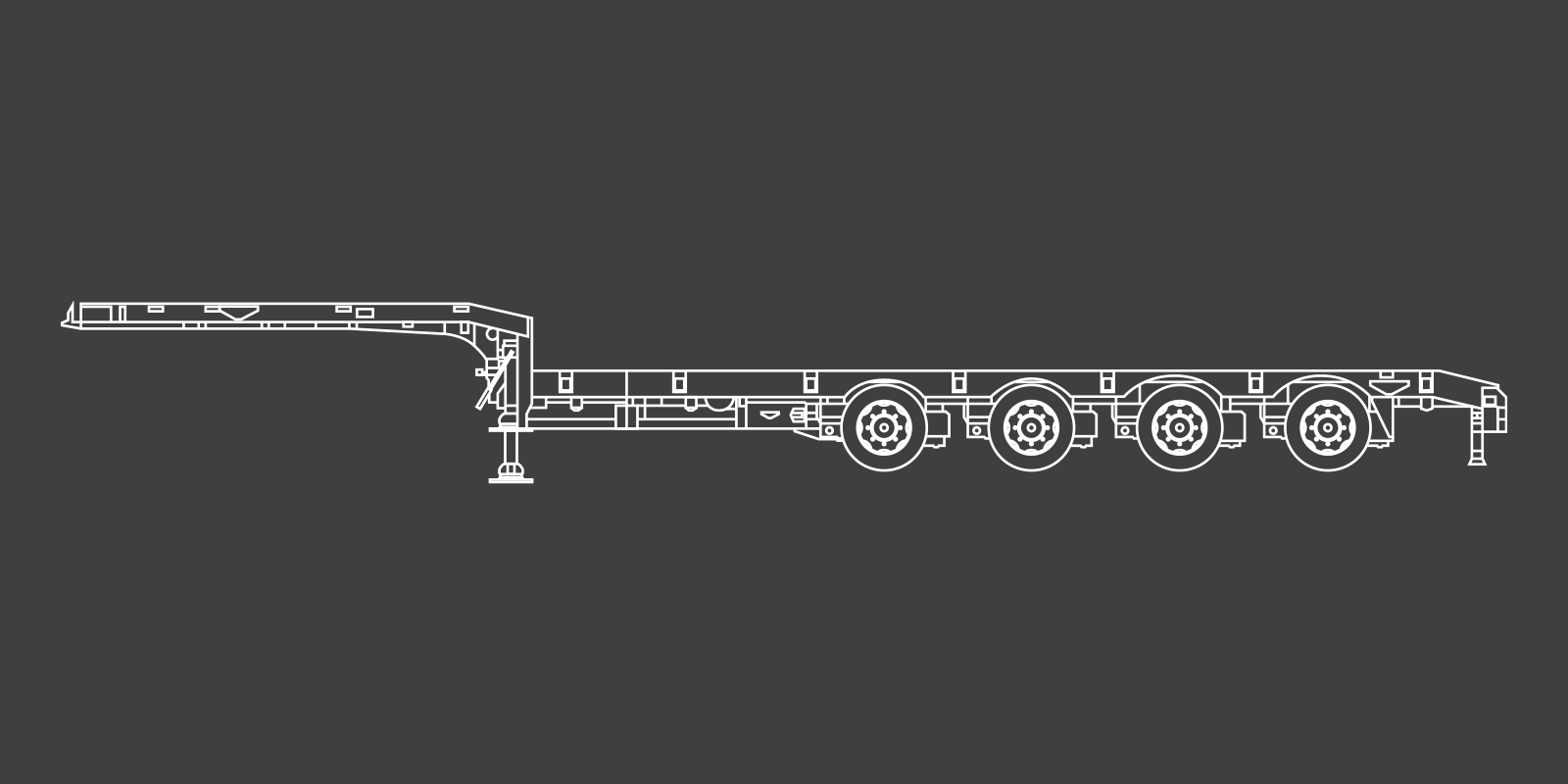 4 Axle Single Extender Semi Low Loader